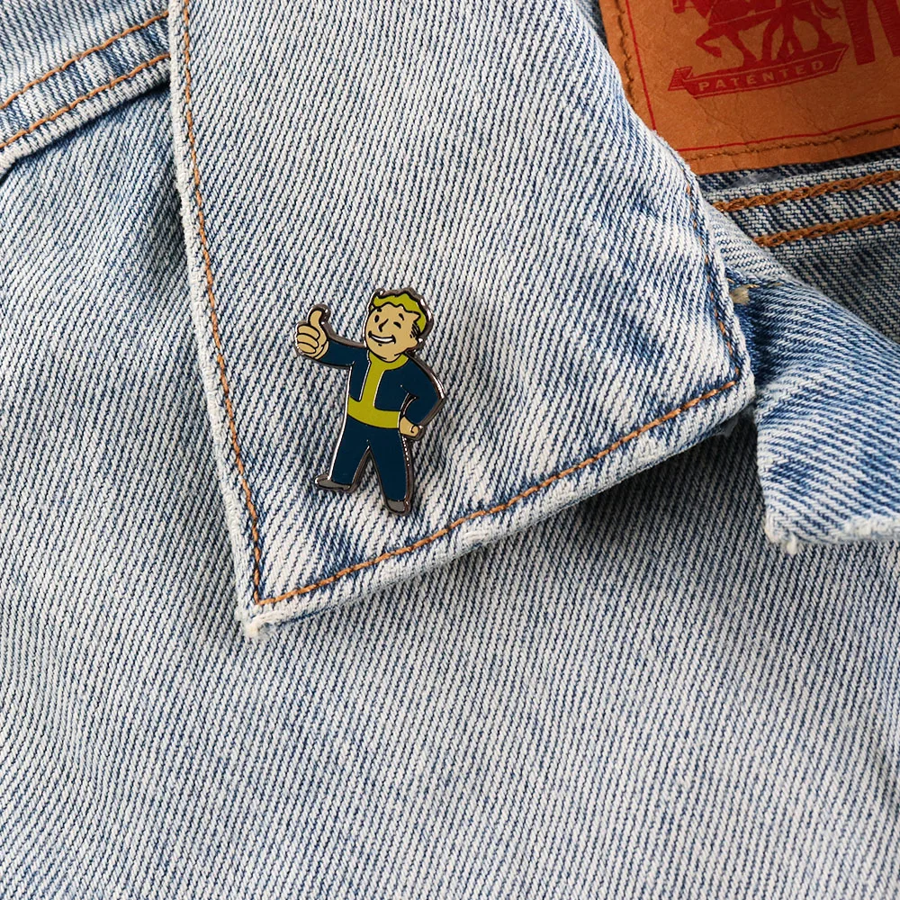 Vault Boy Badge Anime Game Character Peripheral Brooch Personalized Jewelry Enamel Pins Classic Posture Pattern Metal Pin Gift view 4
