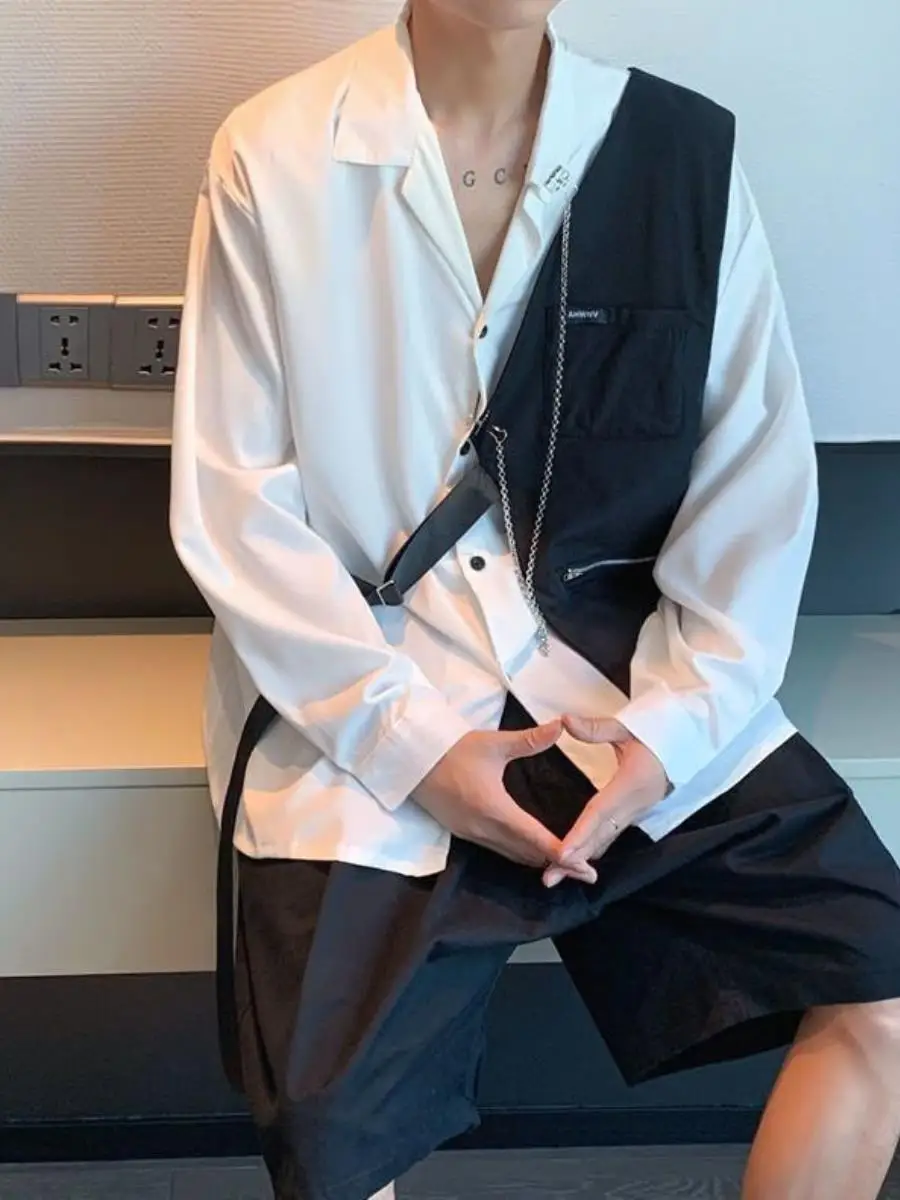 

Мужская футболка Cool Sensation Street Sle с дизайном в стиле пэчворк, весенне-осенняя, свободного кроя, цветная