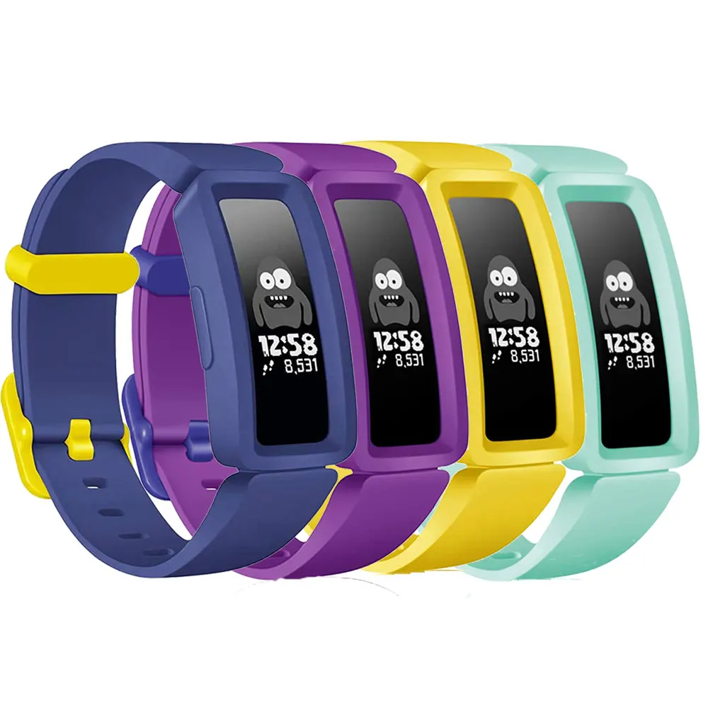 4 pçs pulseira de silicone para fitbit ace 2 crianças relógio inteligente substituição banda pulseira para fitbit inspirar hr pulseiras