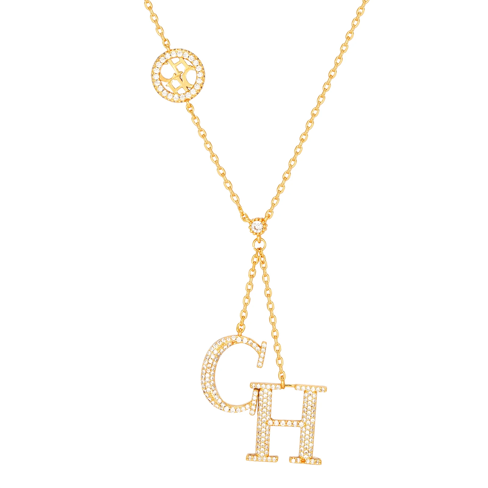 

CHILN HENA Fashion Ladies Crystal Letter Pendant Short Necklace Simple Classic Style Gold Plating Process Gift Box N036