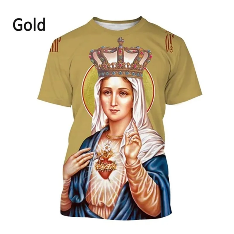 Mexico Virgin Mary Of Guadalupe 3D Printed T-shirt Fashion Christian Virgin Personality Faith Unisex Comfortable T-shirt Tops