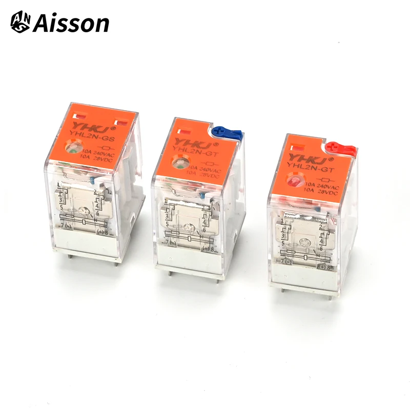 LY2N-J LY2N-GS LY2N-GT 10A Miniature Coil Electromagnetic Intermediate Relay DC AC 12V 24V 110V 220V 8Pin 11Pin 14Pin