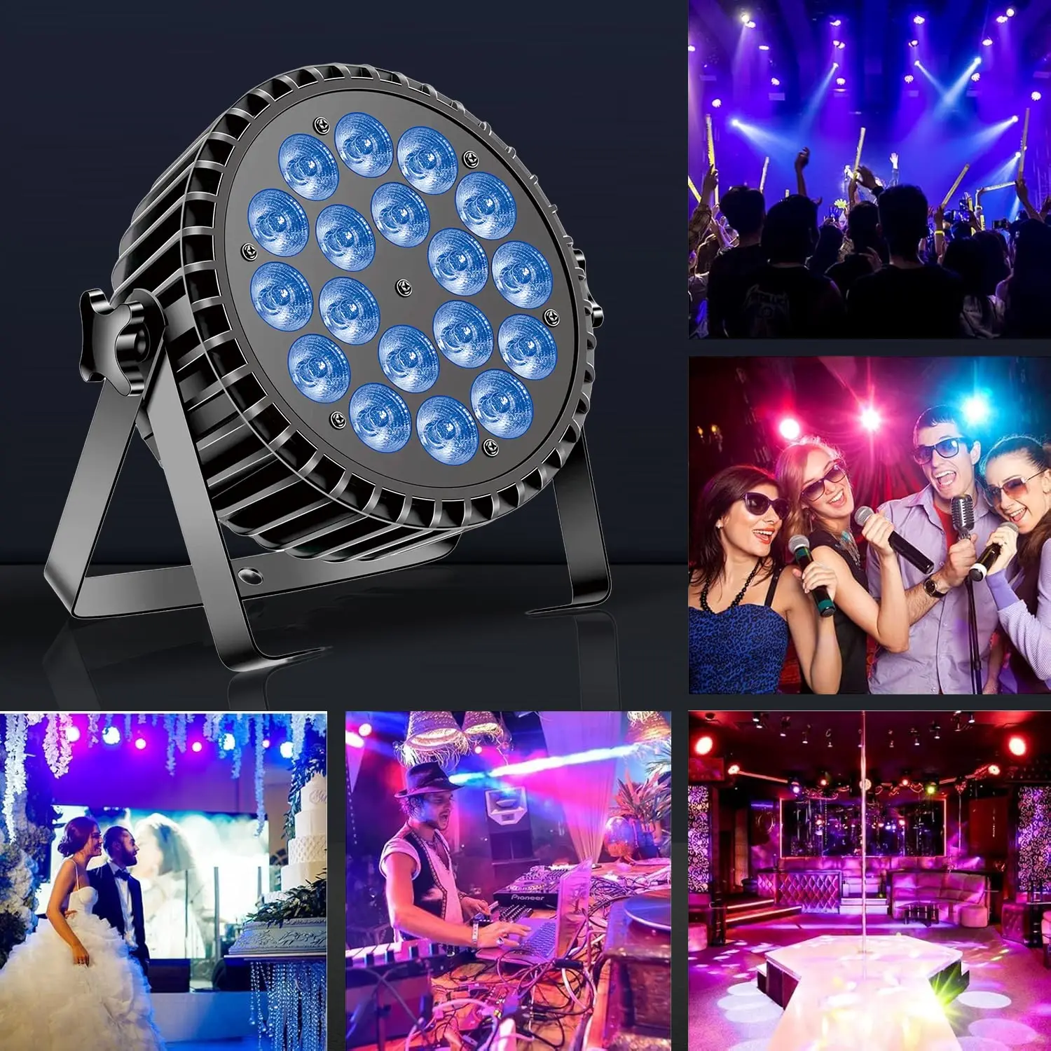 4Light1case AluminiumAlloy LED Par 18x12W RGBW 4in1 Lampu LED DMX512 Lampu Disko Profesional Peralatan Panggung Dj Pengiriman Cepat