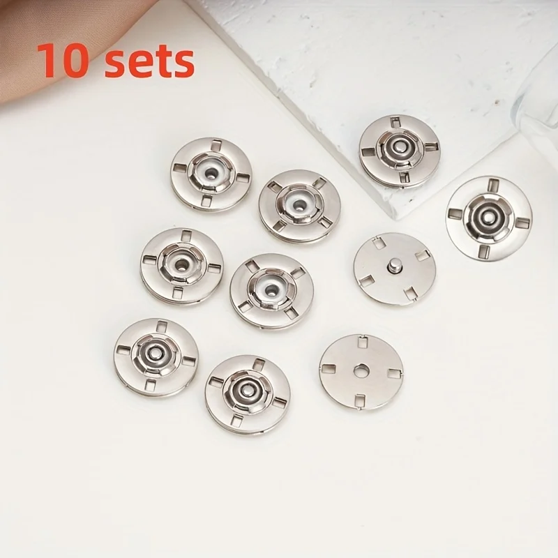 10 Sätze mit vier Augenschnallentaschen – 10 mm/0,39 Zoll unsichtbare Metallschnallen, geeignet für Oberbekleidung/Jacke/handgenähtes Zubehör
