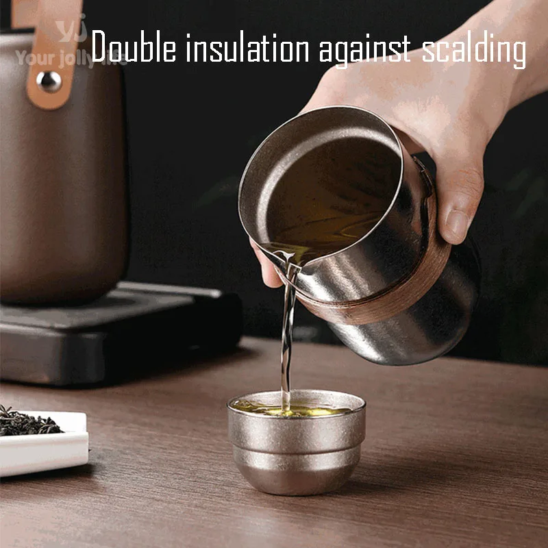 350ml Pure Titanium Tea Infuser Set,Heat Insulation,High Temperature Crystallization,All-in-one Storage,Outdoor Kung Fu Tea Set