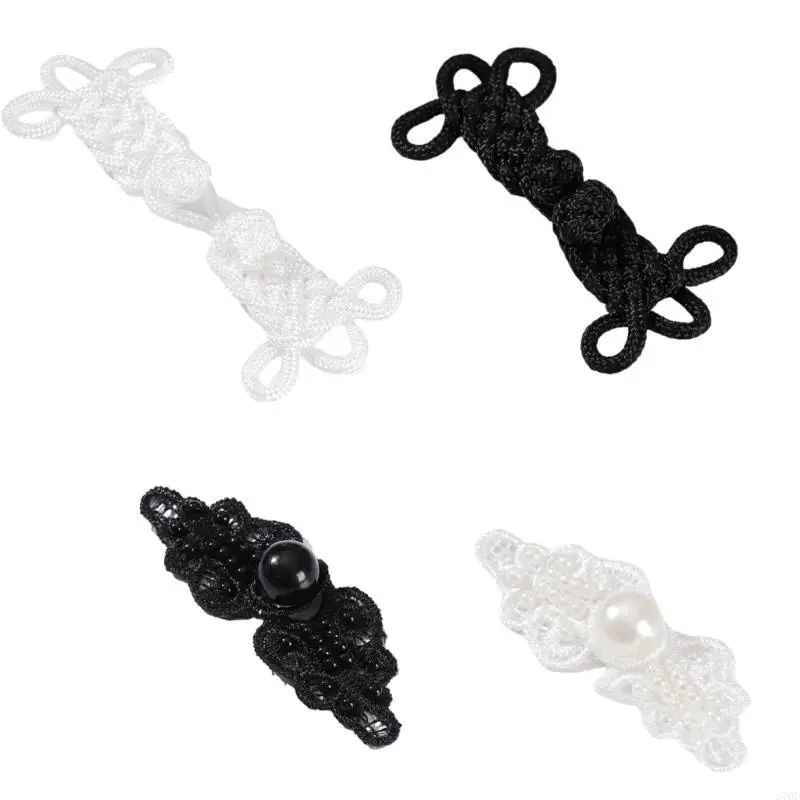 270D 10Pcs Handmade Beaded Fasteners Chinese Knot Closure Button Cheongsam Decoration Traditional Costume Garment Accessories