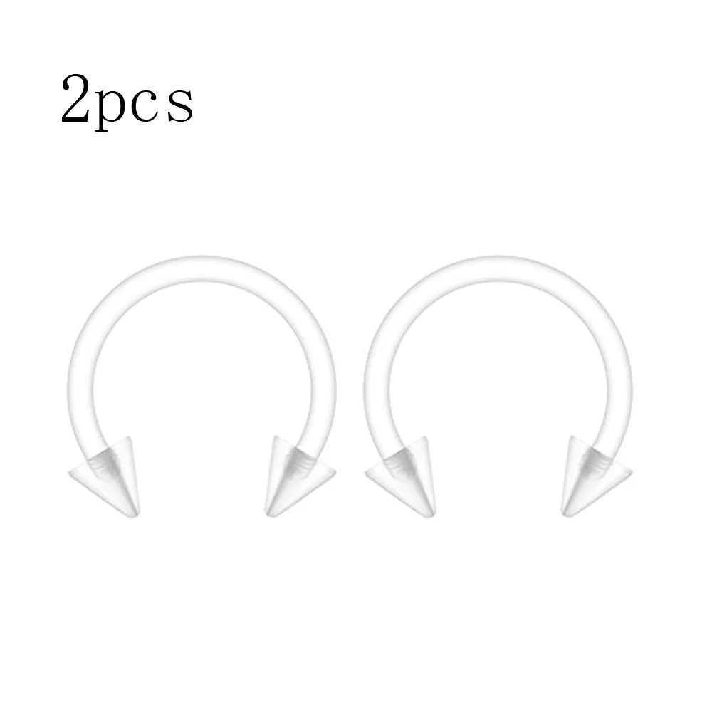 2pcs Clear Bioflex Nose Rings Belly Rings