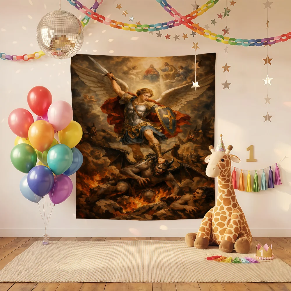 St Michael Archangel Angel Catholic Flag Suitable For Outdoor Camping Parties Weddings Living Room And Bedroom Decoration