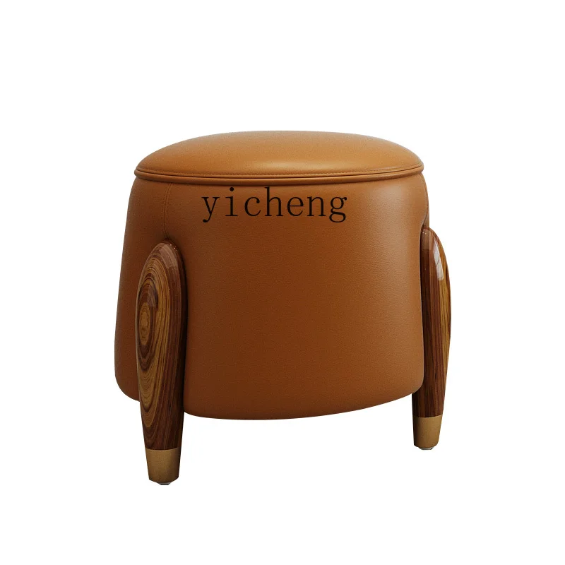 ZK New Chinese Style Solid Wood Zen Shoe Changing Stool Modern Minimalist Low Stool round Stool (Starting from 2)