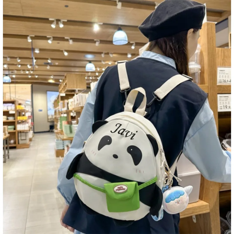 Zaino Panda ricamato carino personalizzato nome ricamato zaino per bambini zaino per studenti borsa per l'asilo per bambini