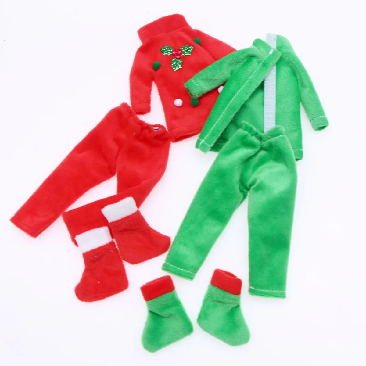 Cross-border explosion Baby Elf Christmas bookshelf elf clothes set small cloth mini bathrobe pants socks