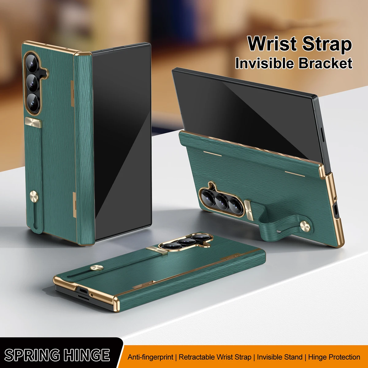Electroplated Frame Hard PC Hinge Protection PU Leather Cover For Samsung Galaxy Z Flod8 Flod 8 Ultra With Screen Protector Case