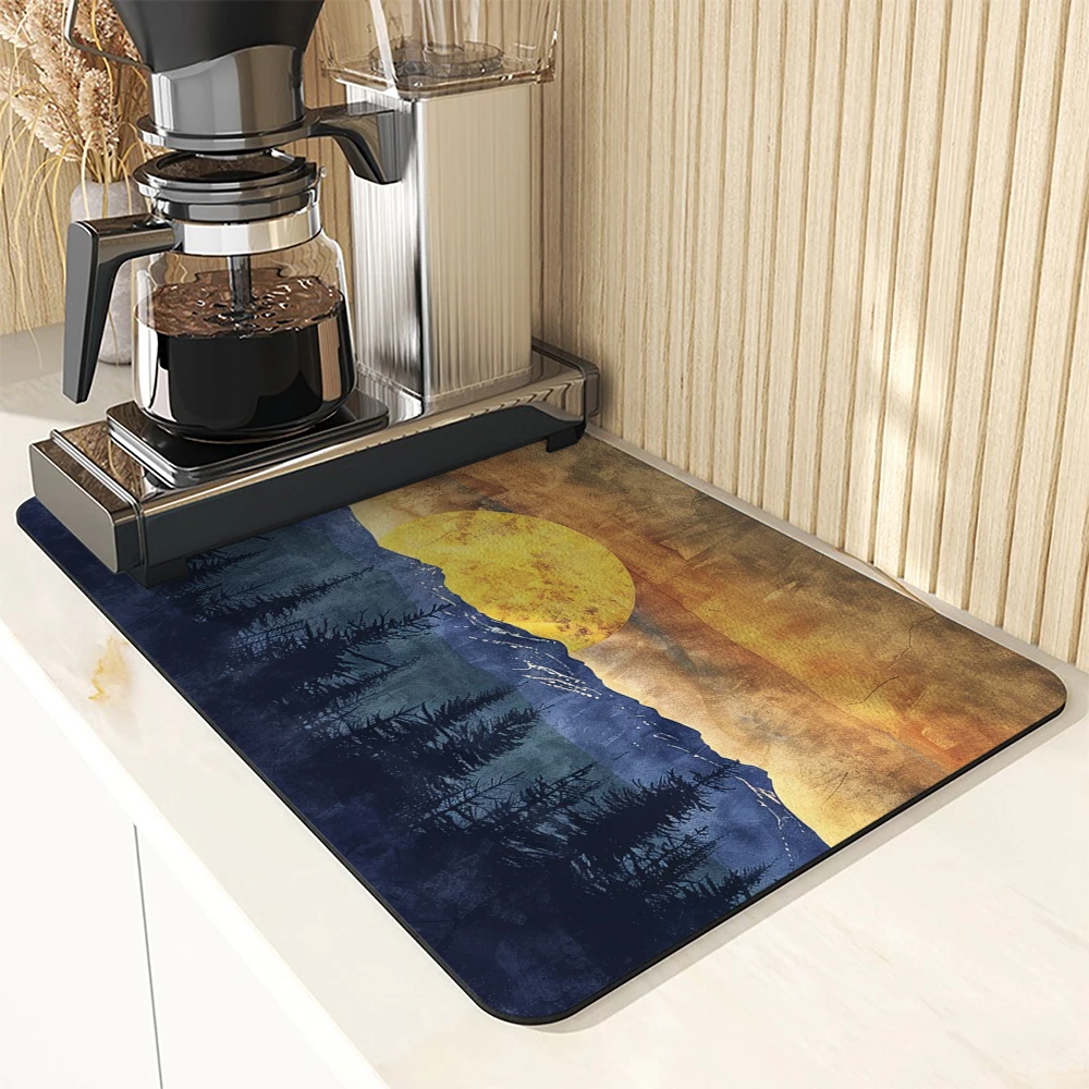 Absorbent Coffee Mat Dish Draining Mat Forest Jinshan Kitchen Drying Mat Quick  Bathroom Drain Pad Kitchen Faucet Placemat