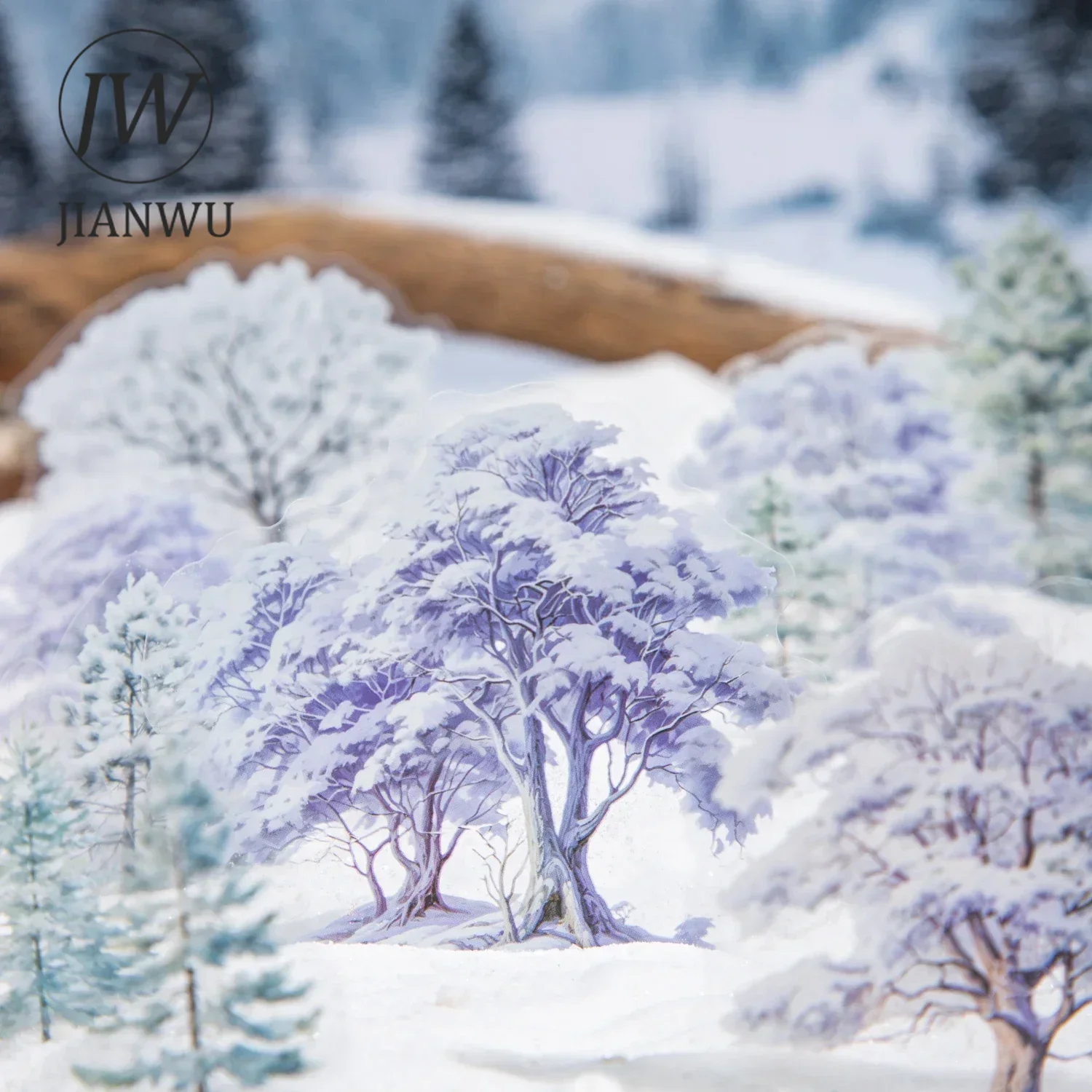 JIANWU The Shadows of Trees in The Snow Series Vintage Tree Landscaping Material Collage PET Sticker Creative Journal Stationery