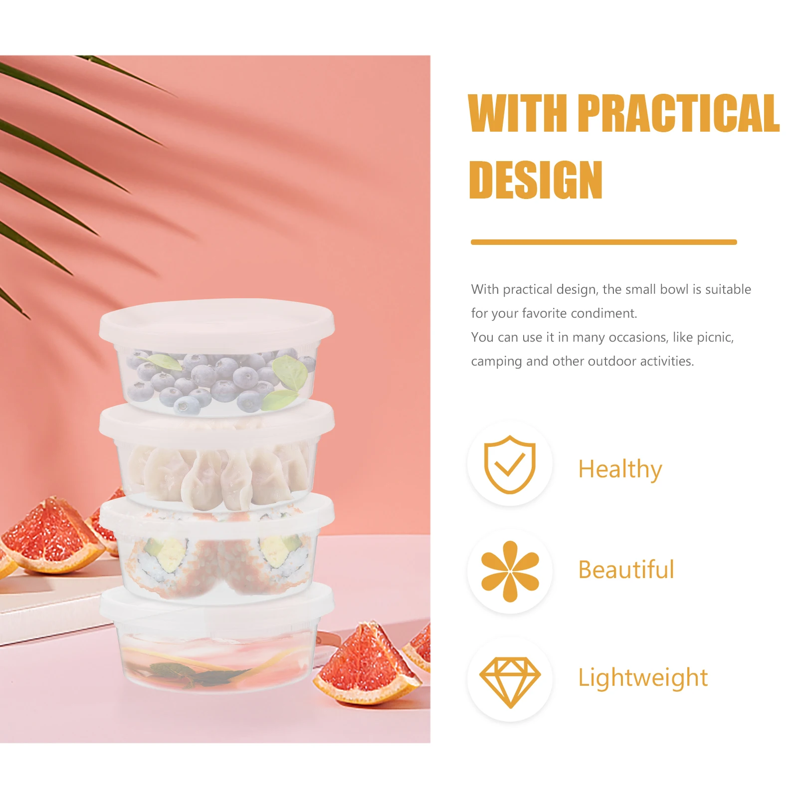 

20 Pcs Food Storage Containers with Lids Micro-wave Oven Condiment Cups Pp Small Dip Sauce