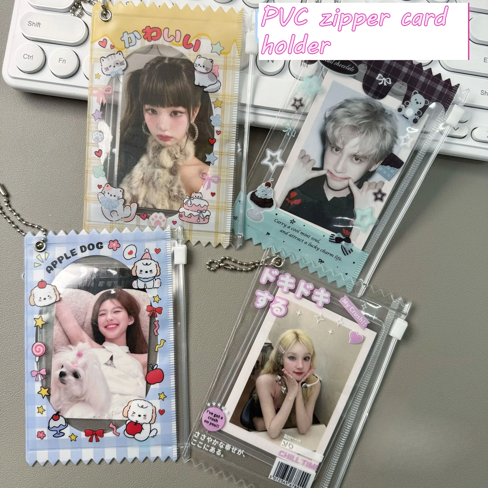 PVC 3 Inch Photocard Zipper Pouch Polaroid Storage Badge Bag Anime Merch Display Pendant Card Case Doll Carrier