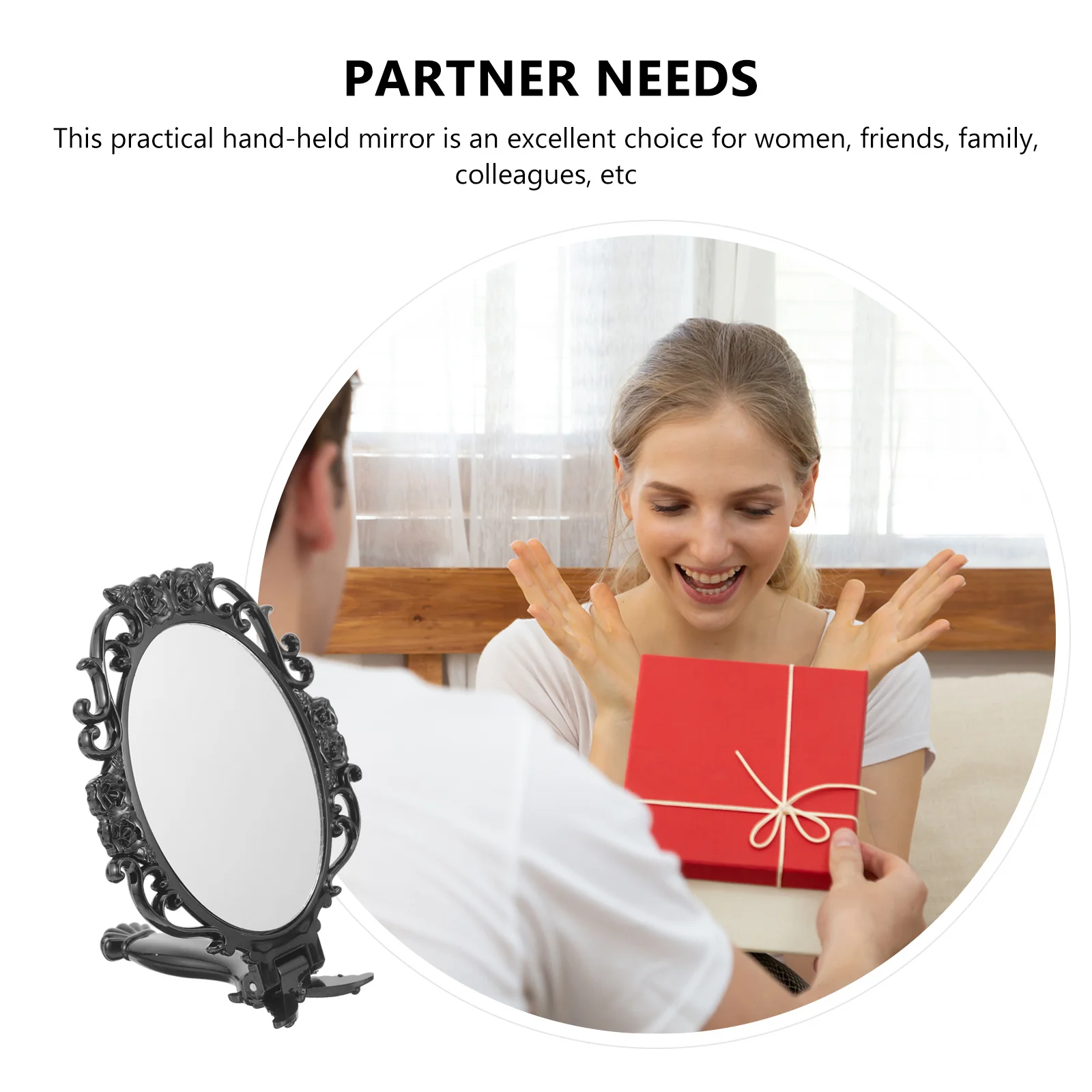 Tragbarer, zusammenklappbarer Handspiegel, Rosenblüten-Design, klare Reflexion ohne Verzerrung, hochwertiges Material, langfristige Nutzung