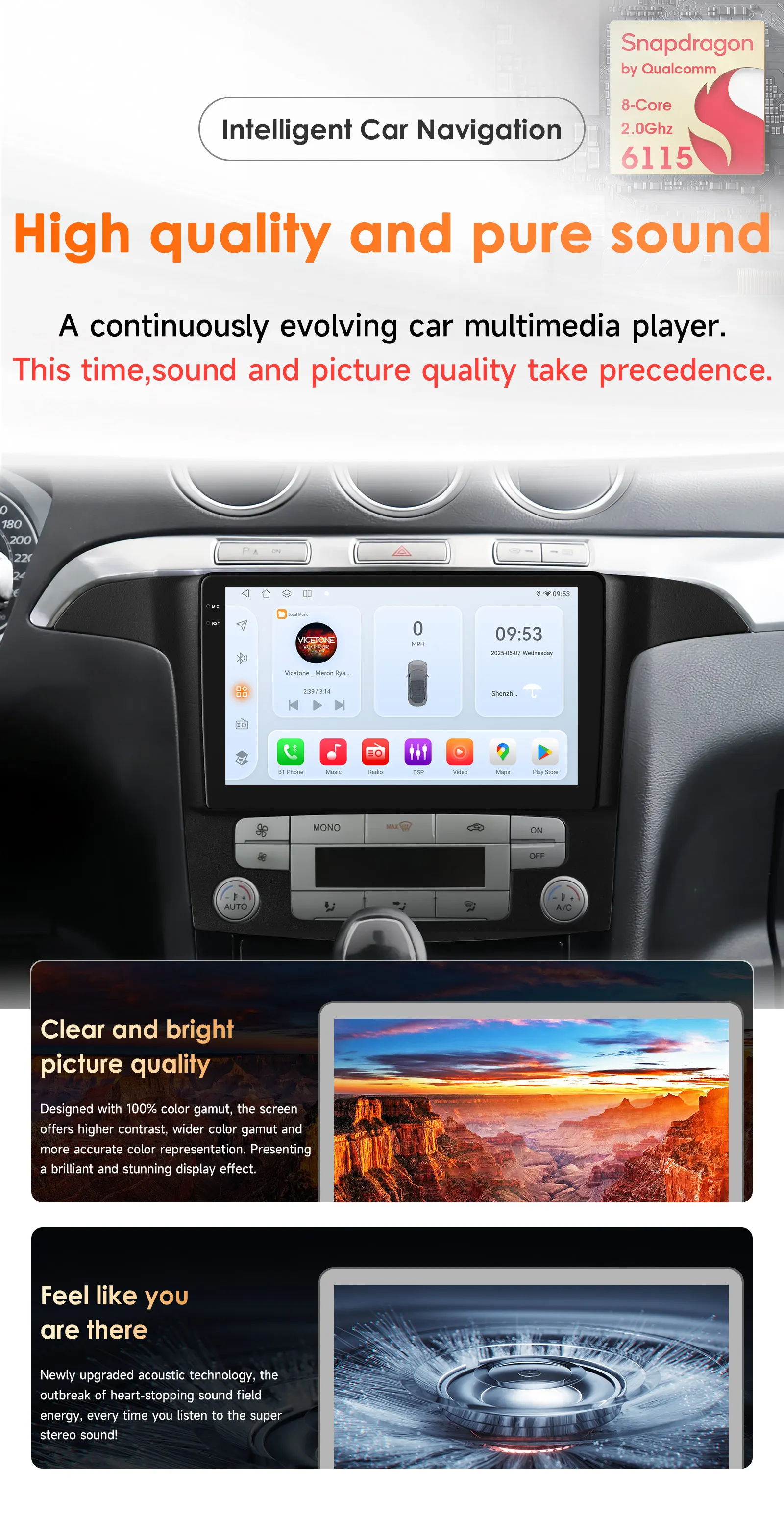 Hizpo 9" 2 Din Android Auto Radio for Ford S-Max S Max 2007 - 2015 Auto AC CarPlay 4G Car Multimedia GPS 2 Din Autoradio 6115 RDS