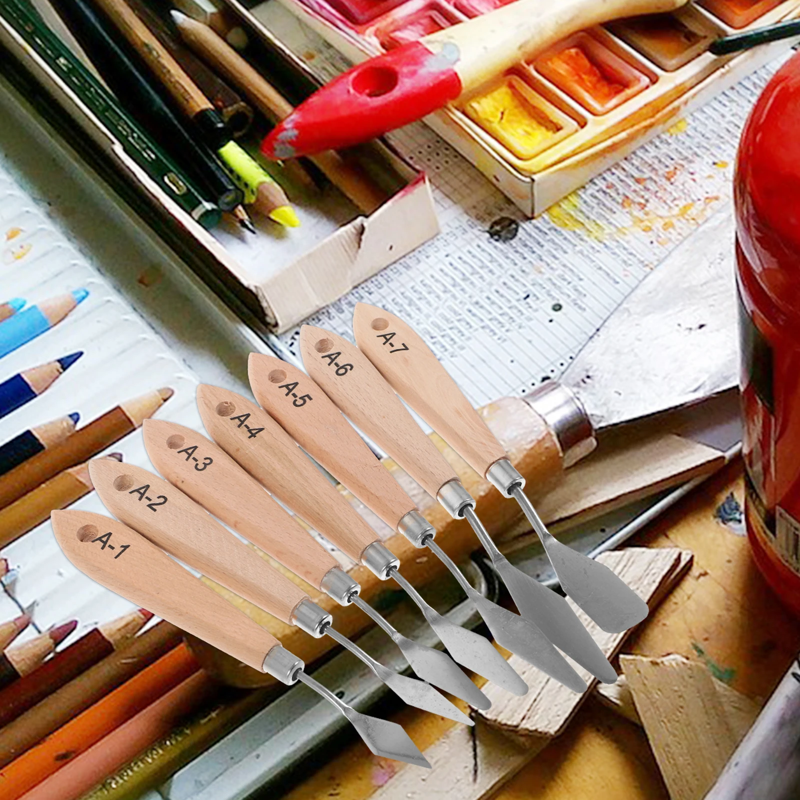 

7pcs Oil Set Artist Metal Artist Painting Helpers Tools For Mixing Pigment Canvas Painting Supplies Art Tool Set