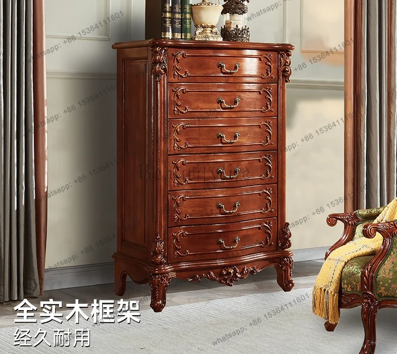 American all-solid wood five-six chest cabinet storage European retro drawer storage simple