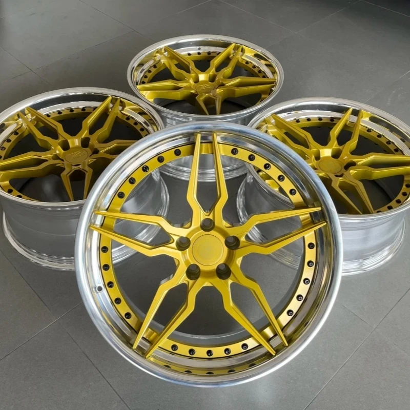 4 Piece Forged Deep Dish Five Star Spokes Sport Car Wheel 18 19 20 22 Inch Aluminum Rims Polished Brushed Finish Passenger Cars