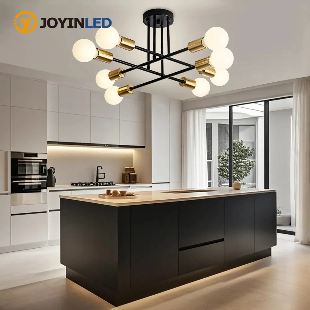

JOYINLED Magic Ball Simple Black Gold Chandelier Creative Simple E27 Chandelier Living Room Bedroom Dining Room