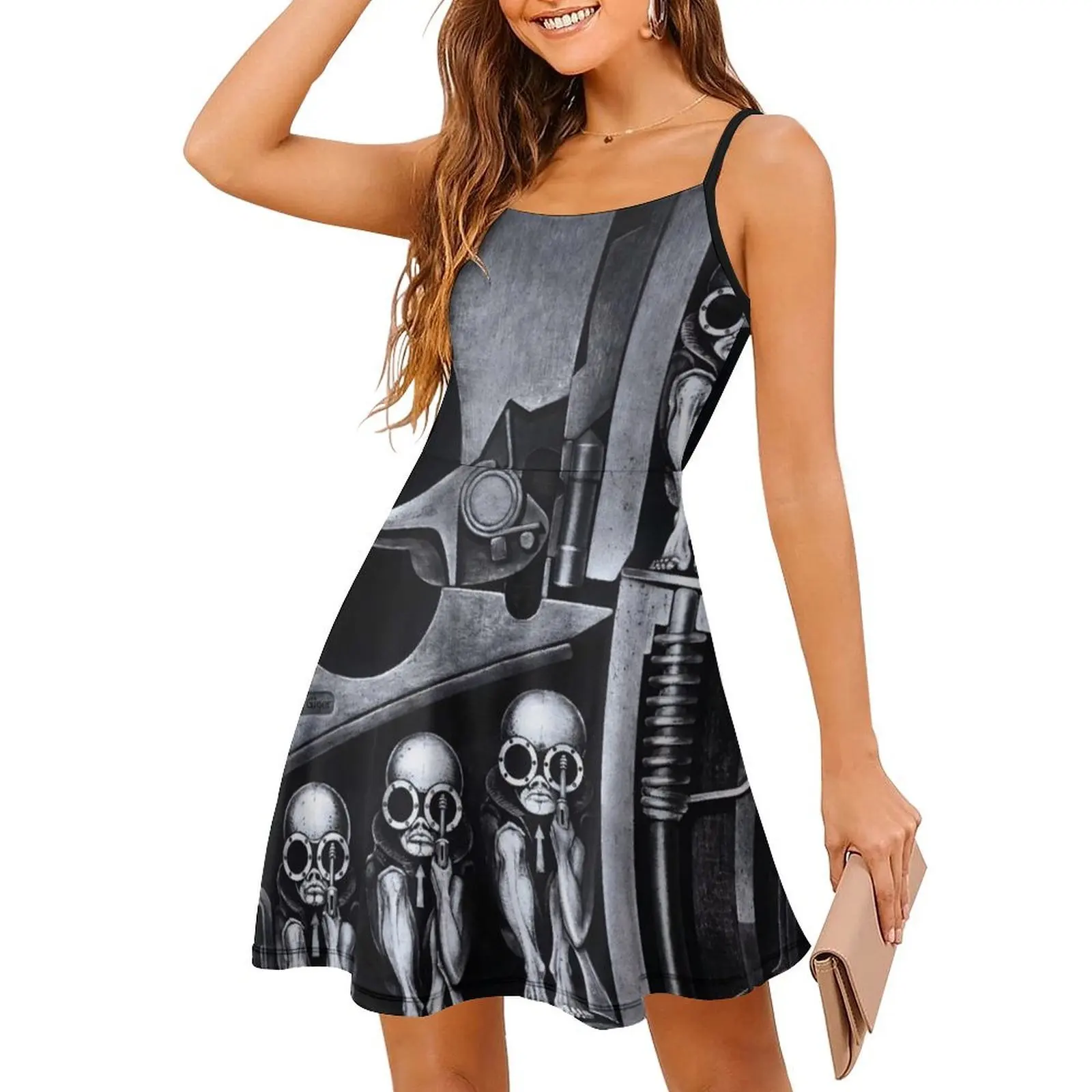 فستان هانز رويدي جيجر آرت على الطراز الكوري للنساء فستان كاجوال أنيق للحفلات أو الارتداء اليومي هانز رويدي جيجر هانز رويدي