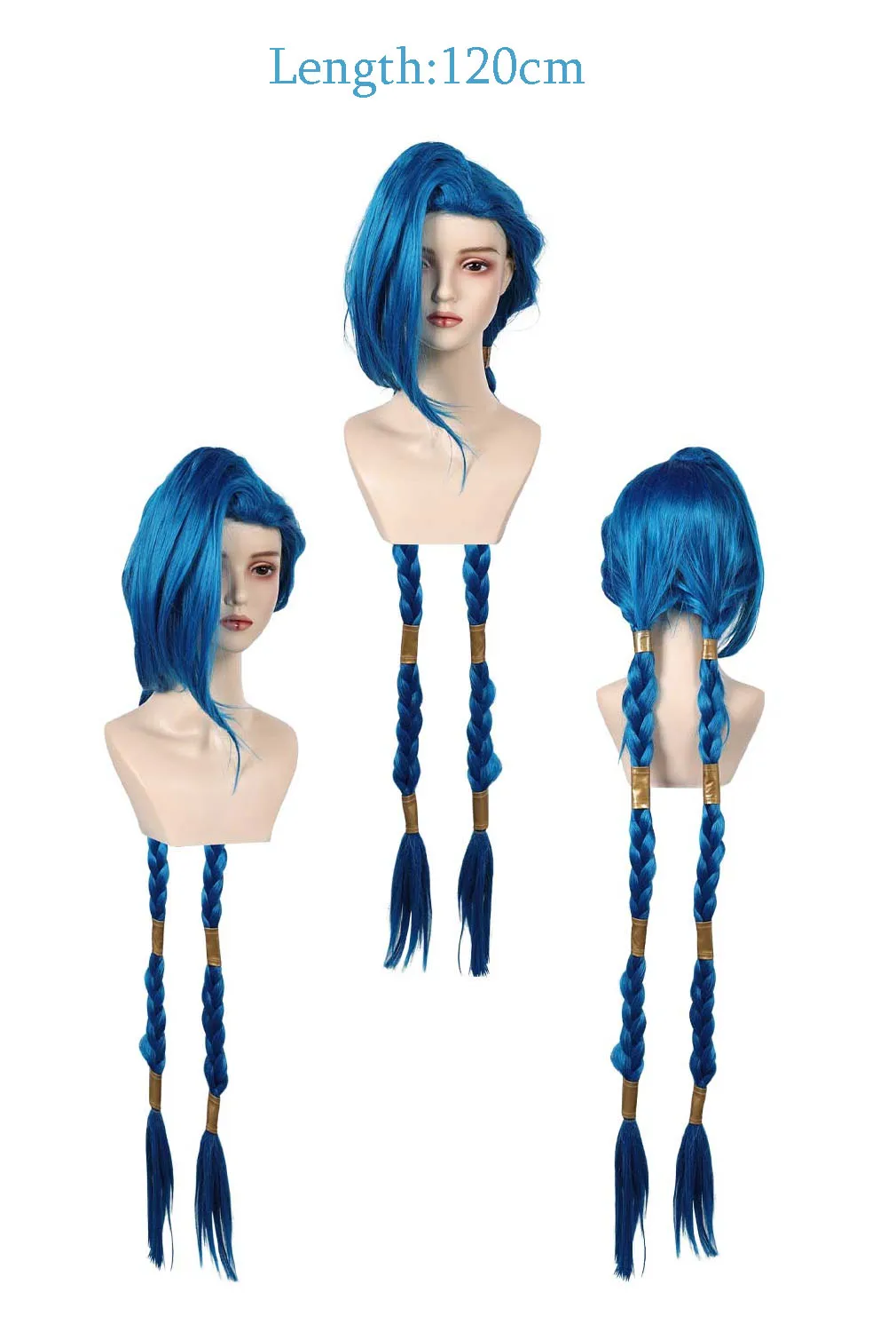 Arcane Jinx คอสเพลย์ผู้หญิงแฟนตาซีหมวกวิกผมสังเคราะห์ทนความร้อนผมเกม LOL เครื่องแต่งกายอุปกรณ์เสริม Carnival ฮาโลวีน Headwear