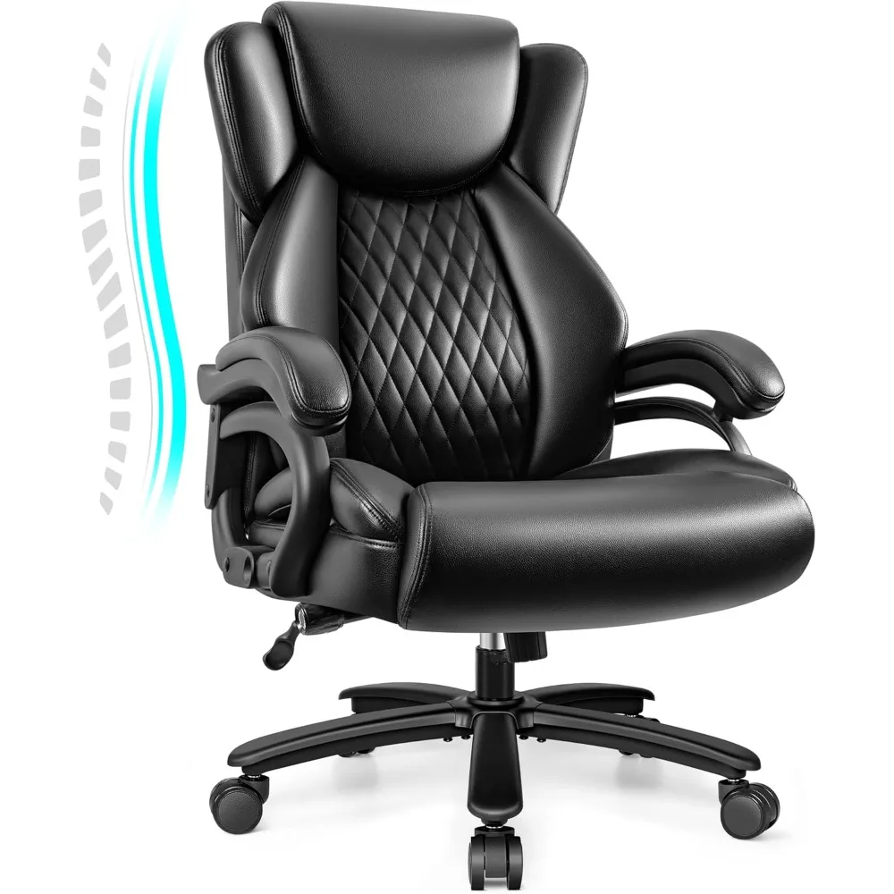 

Big and Tall Office Chair 500lbs, Heavy Duty Executive Desk Chair with Adjustable Lumbar Support, Comfy Padded Cushion, Ergonomi