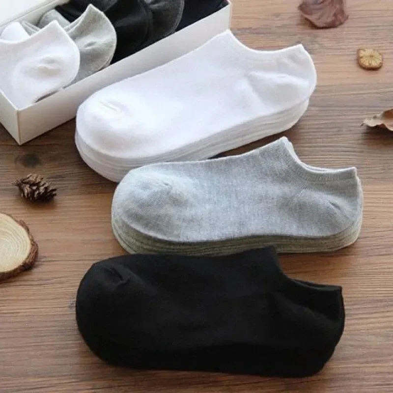 5Pairs Men Ankle Socks Solid Color Black White Gray Invisible Breathable Cotton Sports Socks Male Short Socks Women Men Sox