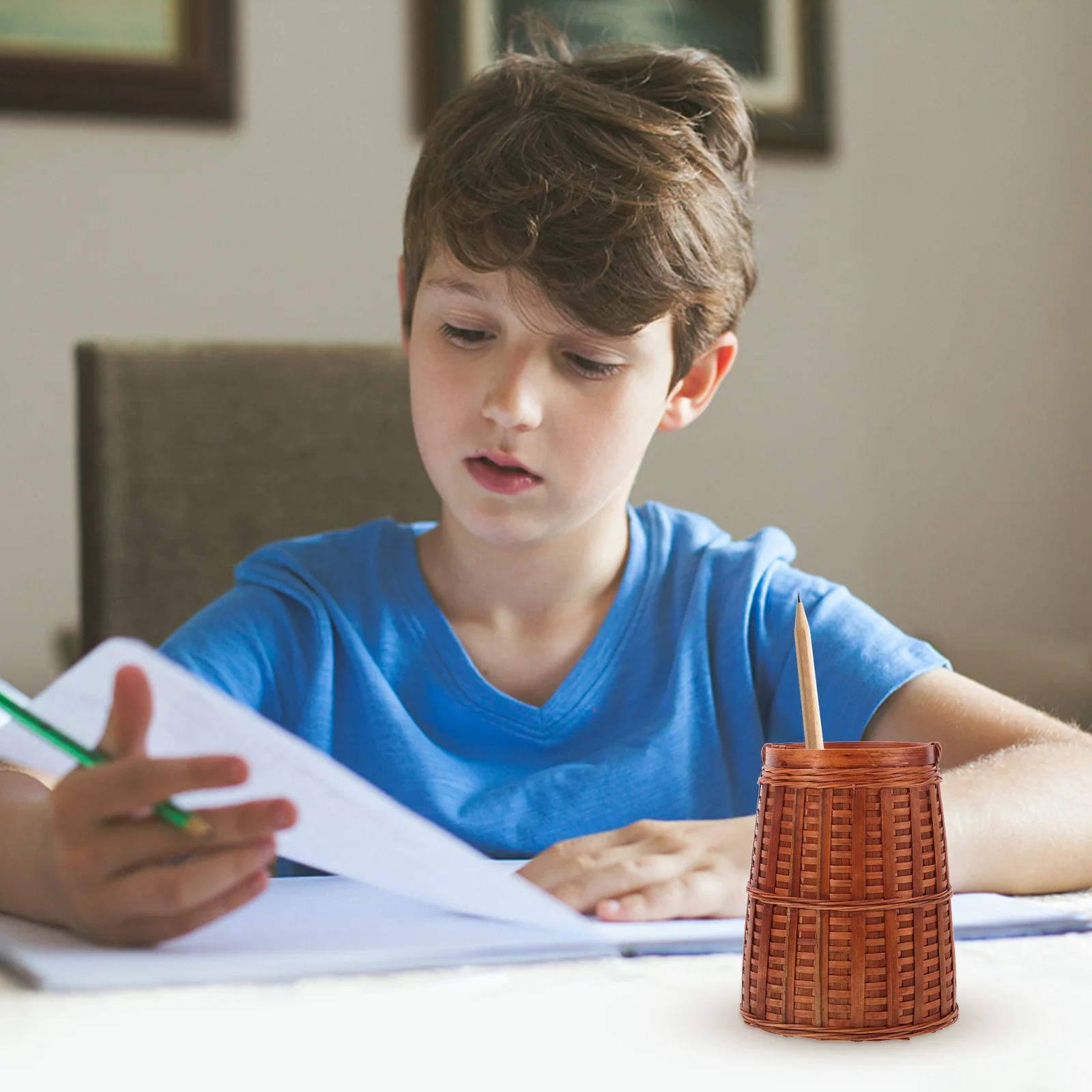 

Bamboo Pen Holder Stylish Desk Organizer Multifunctional Pen Organizer Storage for Office Home Pencil Holder Calligraphy Brush