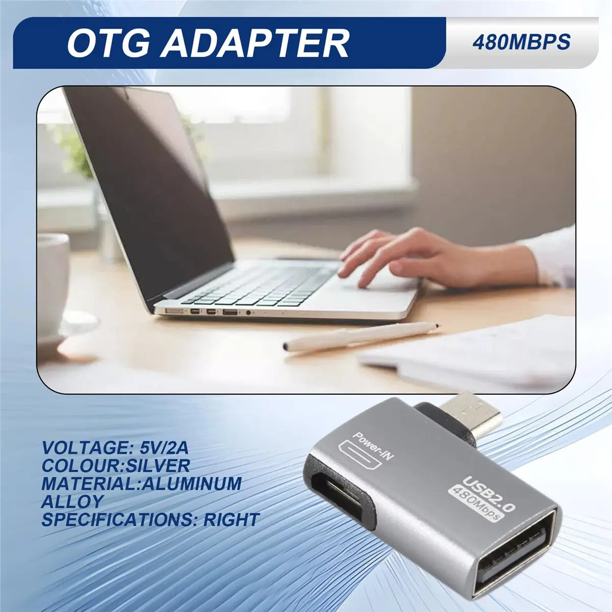A73T 4K OTG Cable Adapter Power Supplied Micro-USB to USB with Angle Design. Suitable for Tablet, TV(Right)