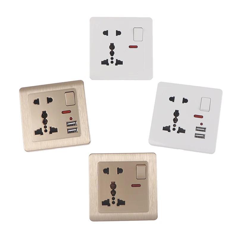 1pcs UK Standard USB Outlet,Dual USB Charger Port Global Universal 13A Electrical Socket Switch Control USB Wall Power Socket