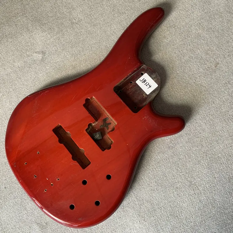 JB124 Transparent Red 5 Or 6 String Electric Guitar Bass Body Solid Wood Right Hand Active PJB Pickups DIY&Replace Parts