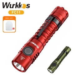 Wurkkos FC11 Mini Flashlight 18650 LED 1300lm LH351D 90CRI USB-C Rechargeable Mag-Tail Flashlight Christmas Gift