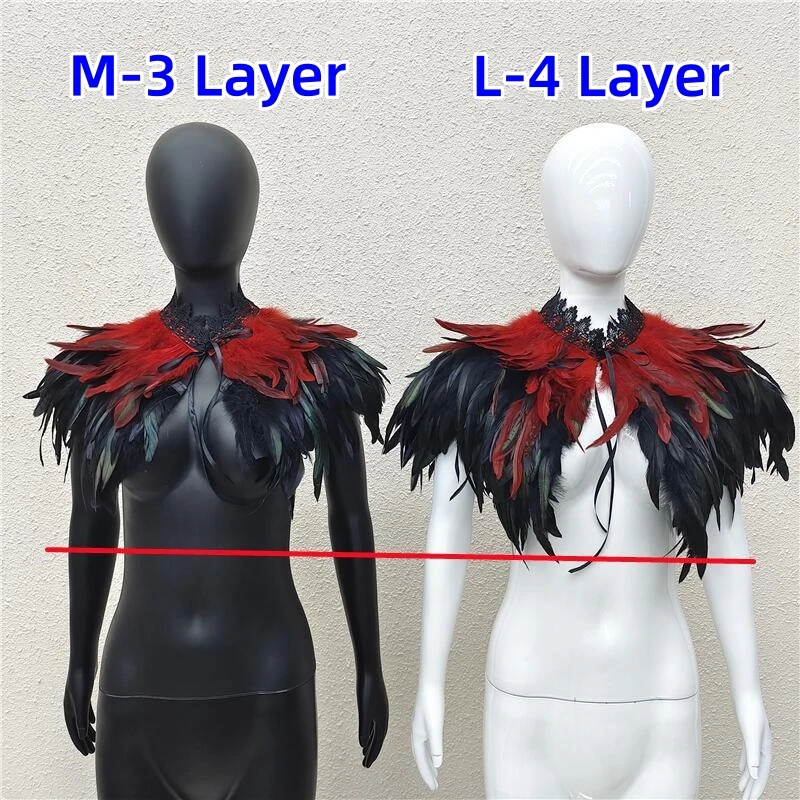 Gothic Feather Shawl for Women Mens Feathers Neck Collar Crow Costume Maleficent Witch Cosplay Cape Rave Punk Feathers Shoulder