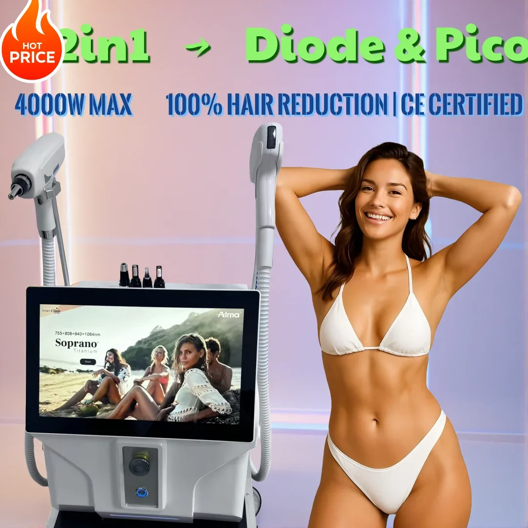 Professional 4000W Portable 808nm Hair Removal Machine Permanent Ice Cooling No Pain Body Hair Remover Chloasma Agespots, Nevus