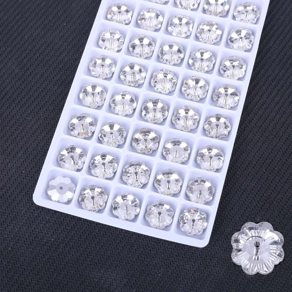 Sew On AB Rhinestone Flower lochrose Shape Flatback Glass Crystals for Clothing Wedding Dresses All For Decoration DIY