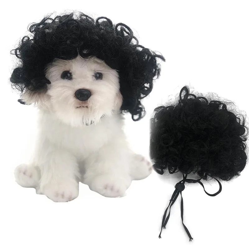 Chapeau de faux cheveux en élasthanne croisé pour animaux de compagnie, perruques pour animaux de compagnie drôles, accessoires de cosplay, accessoires de tête pour animaux de compagnie Halloowen, fournitures de Noël pour chiens et chats