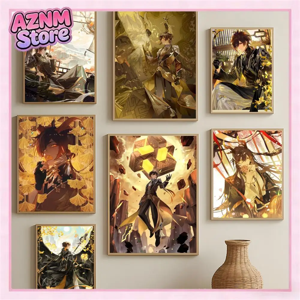 game character Genshin Impact Character Zhongli Poster HD Self-Adhesive Waterproof Wall Art Easy to Apply Multi-Scene Decor