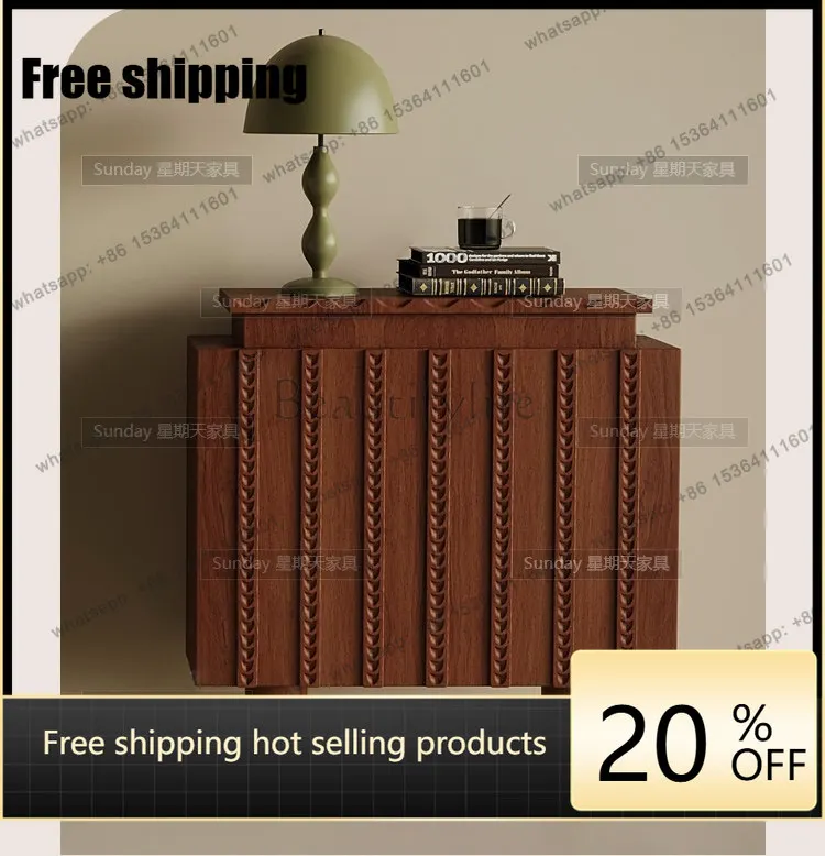 Factory Direct Medieval Creative Entrance Cabinet Corridor Striped Locker Wood Color Customizable