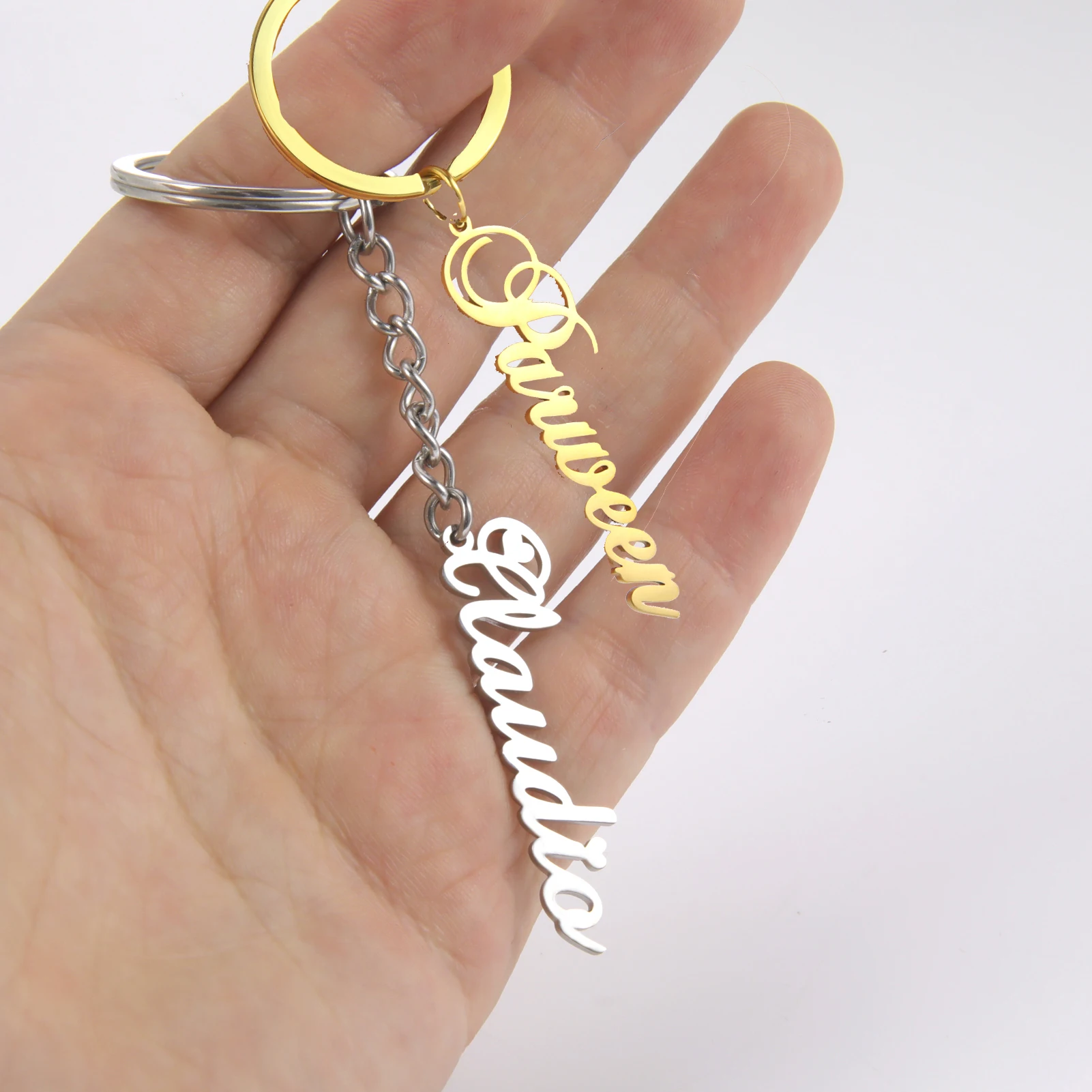 

Custom Name Keychain Personalized Name Key Chain Stainless Steel Keyring Gift for Men Women Customized Nameplate Keyring Jewelry
