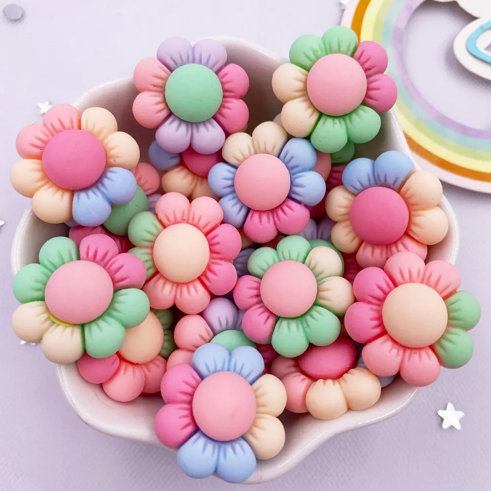 20mm Resin Kawaii Colorful Sun Flower Flatback Stone Painted Figurine 20PCS Scrapbook DIY Decor Home Accessories Crafts OM140