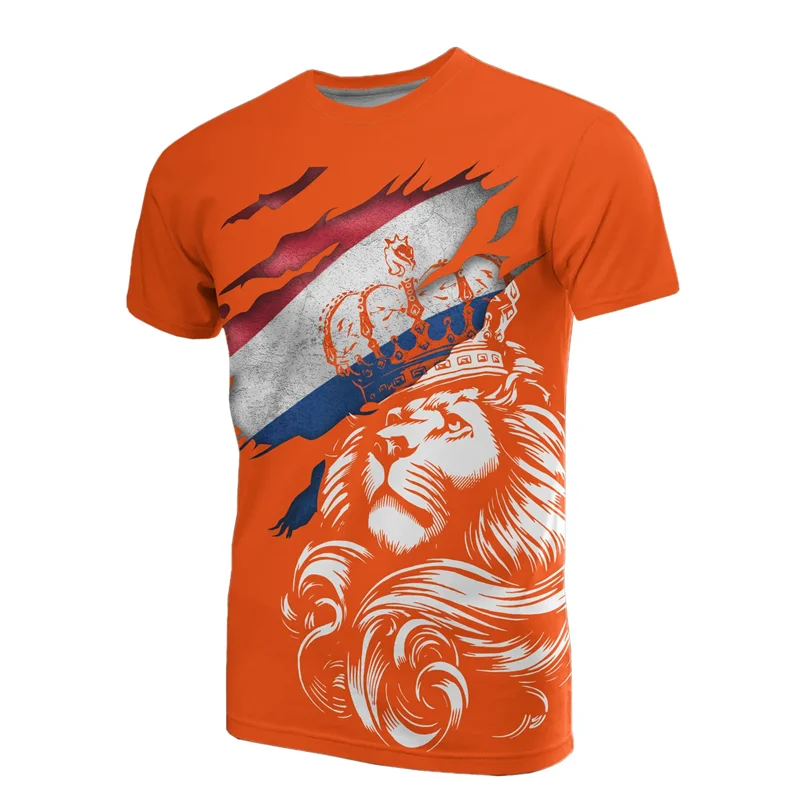 NIEDERLÄNDISCHE Flagge 3D-Druck Sport Schnelltrocknend Breatha Herren T-Shirt Outdoor Fußball Uniform Team Training Eltern-Kind Kurzarm – Detail 11