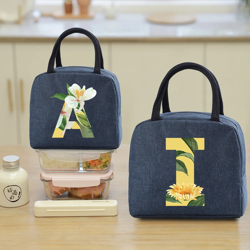 Functional Lunch Bag for Women Insulated Canvas Cooler Bag Thermal Kids Food Tote for Work Picnic Lunch Bags Girl Floral Pattern