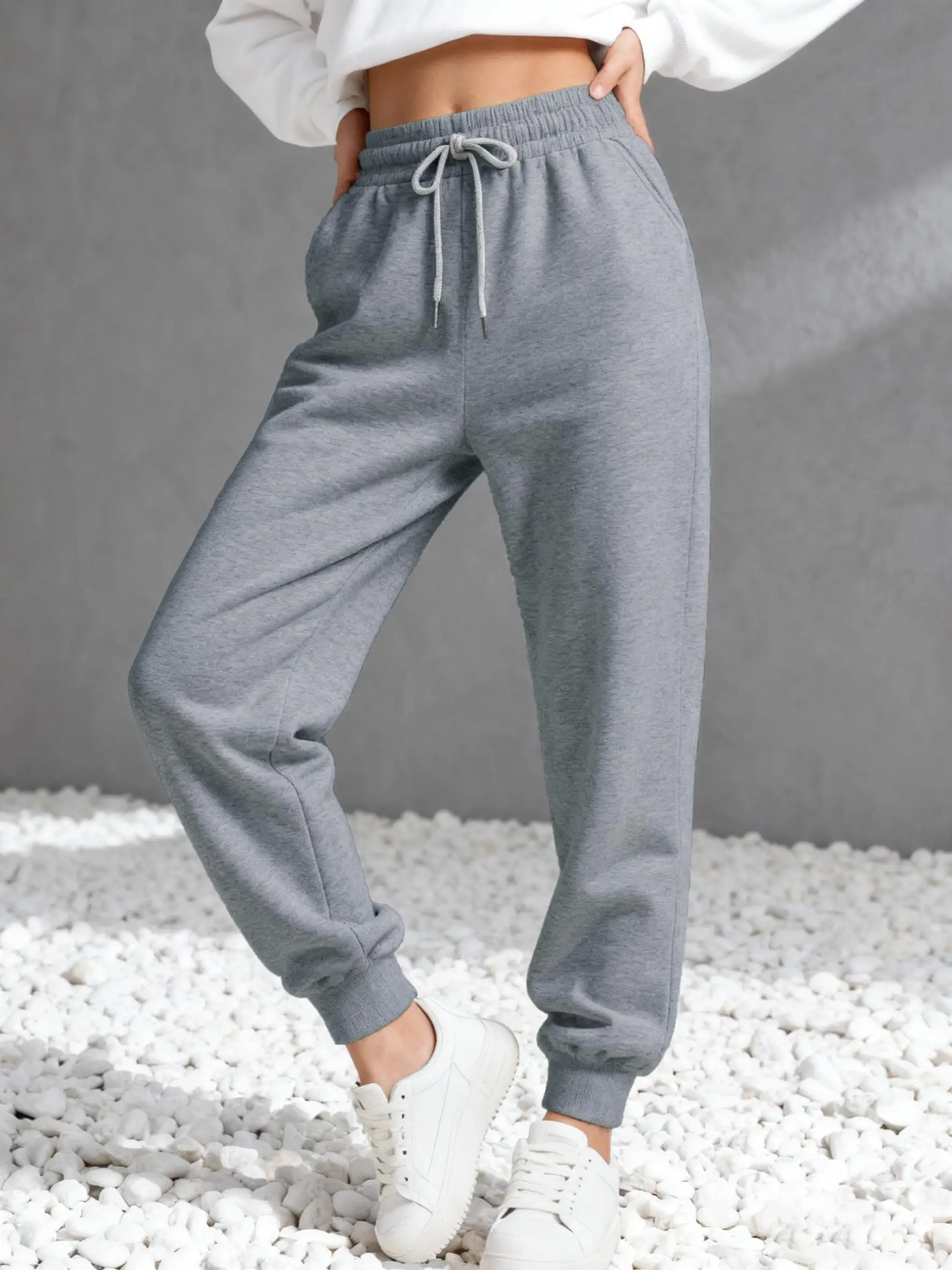 Automne femme pantalon de survêtement confortable Jogging pantalon ample mode Joggers pantalons longs couleur unie basique pantalons de survêtement