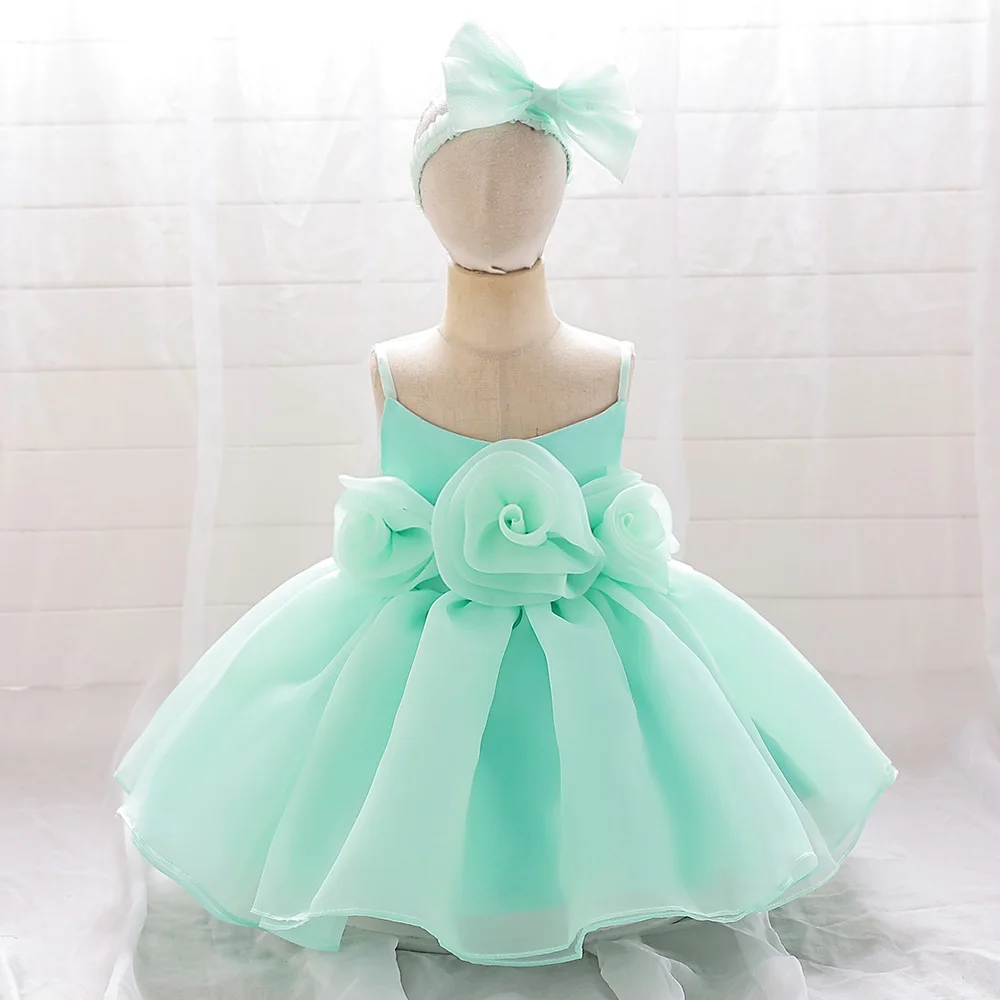 2pcs Baby Girls Flower Fluffy Tutu Dress Toddler 1st Birthday Party Princess Gown Infant Wedding Bridesmaid Clothes Girl Costume