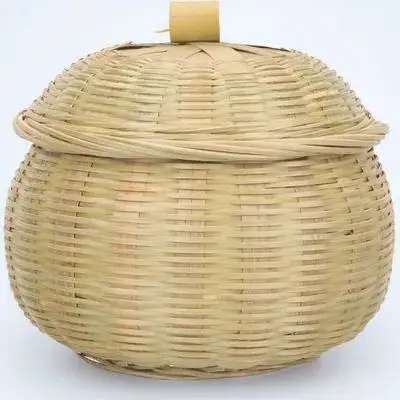 

Handmade Storage Basket Multipurpose Container Fine Weaving Sturdy Structure Simple Appearance Color Designs Home