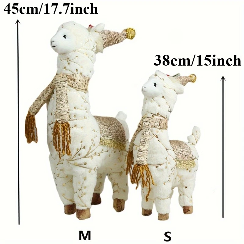 Cute Alpaca Christmas Ornaments for Holiday Decor Doll Plushie Stuffed Animal Figurines Tree Decoration Xmas Party Gifts