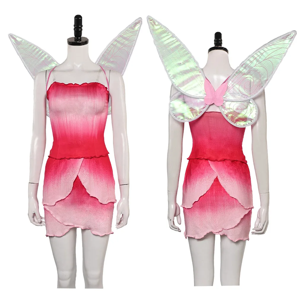 Rosetta Cosplay Women Fantasia Pink Skirt Wing Movie Costume Female Disguise Dress Clothing Outfits Halloween Carnival Suit